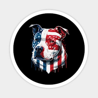 American Pitbull with US stars and stripes Flag Illustration Magnet